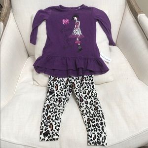 DKNY girls leggings and tops set in 24 months